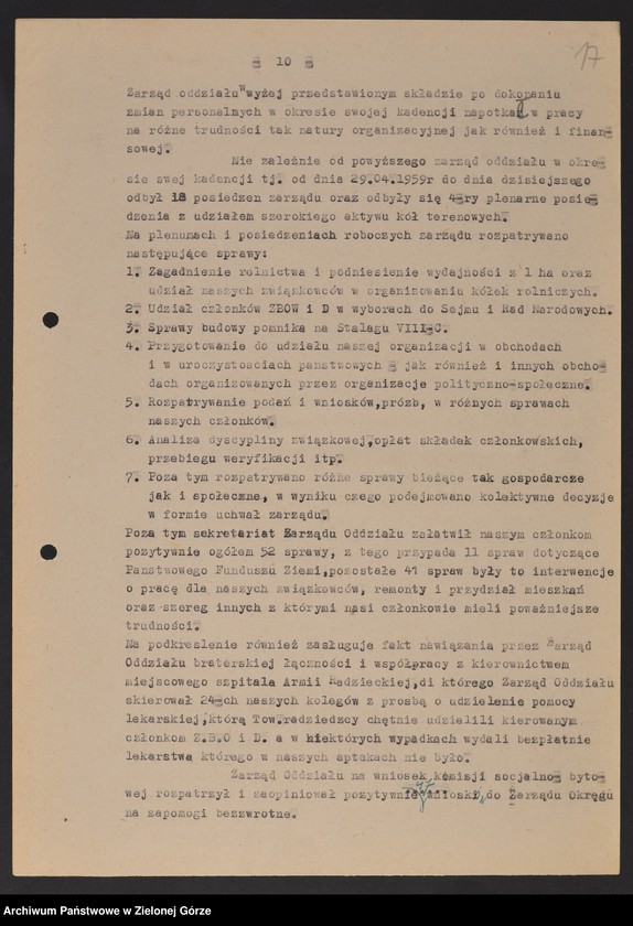 image.from.unit.number "Oddział Powiatowy ZBoWiD w Żaganiu. - Walny Zjazd Powiatowy z 16 czerwca 1961 r."