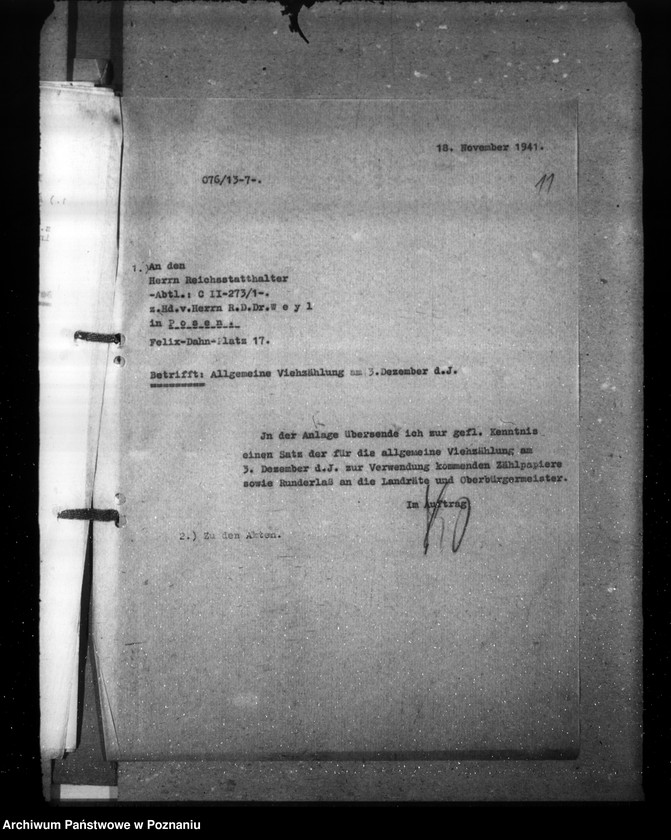 Obraz 15 z jednostki "Zarządzenia i korespondencja w sprawie sporządzenia spisu bydła"