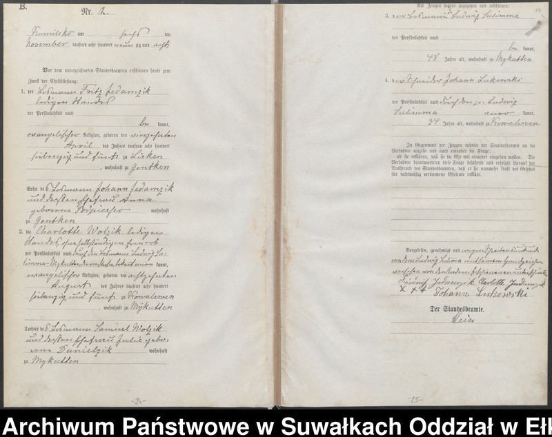 image.from.unit.number "Heiraths-Haupt-Register des Königlichen Preussischen Standes-Amtes Kumilsko Kreis Johannisburg"