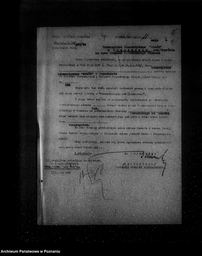 Obraz 12 z jednostki "/Towarzystwo Gimnastyczne „Sokół" w Orzechowie powiat Września - rejestracja/"