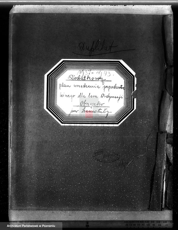 image.from.unit.number "Dodatkowy plan urządzenia gospodarstwa leśnego dla lasu ordynacji Obrzycko powiat szamotulski 1937-1938"