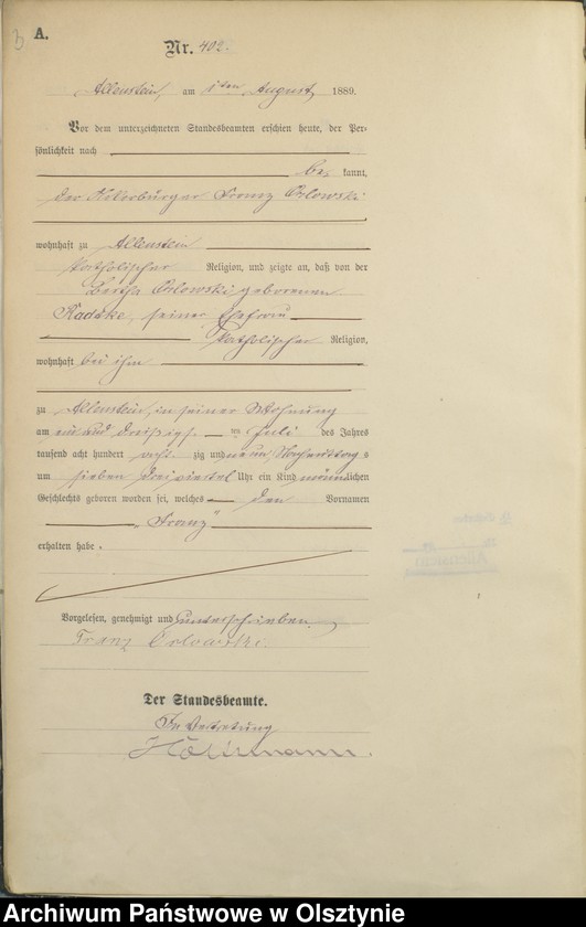 image.from.unit.number "Geburts-Haupt-Register Tom II,Nr 401 - 727"