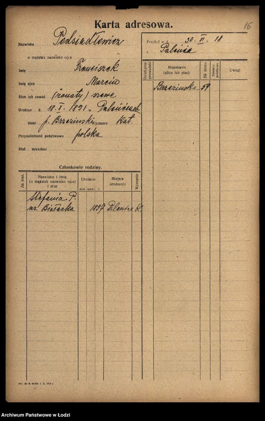 Obraz 18 z jednostki "[Spis ludności Łodzi] Podsadnik-Pokrzywa"