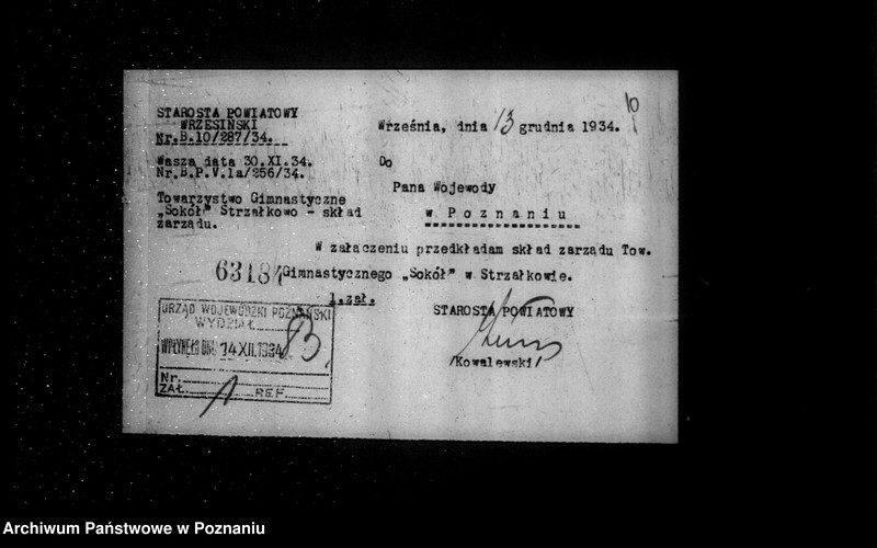 Obraz 14 z jednostki "/Towarzystwo Gimnastyczne „Sokół" w Strzałkowie powiat Września - rejestracja/"