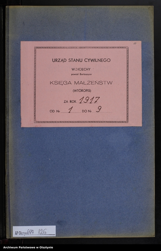 image.from.unit.number "Heiraths-Neben-Register Nr 1 - 9 [ Księga małżeństw - wtóropis ]"