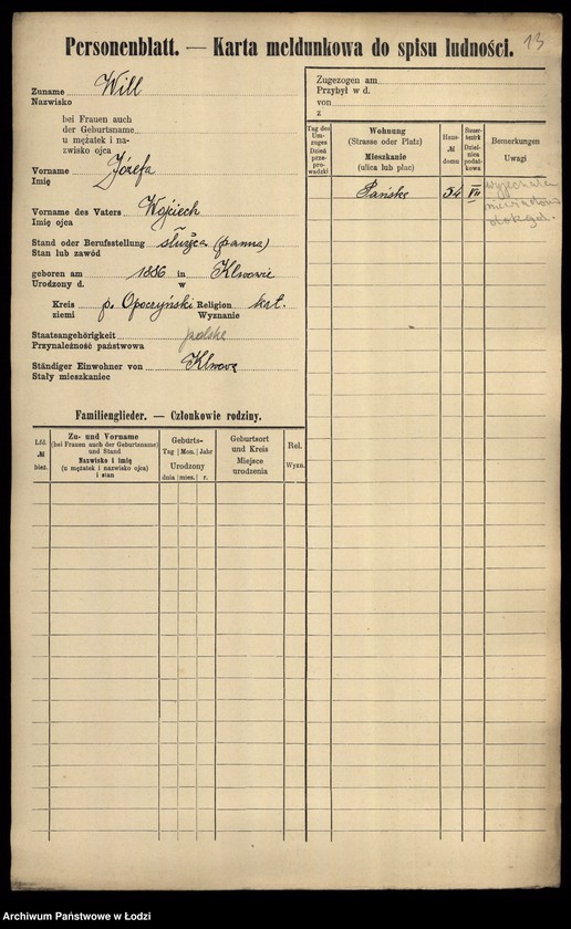 Obraz 15 z jednostki "[Spis ludności Łodzi] Wiktoszewska - Wilde"