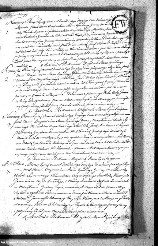image.from.unit.number "Akta Umarłych Gminy Mirosławskiey na Rok 1822"