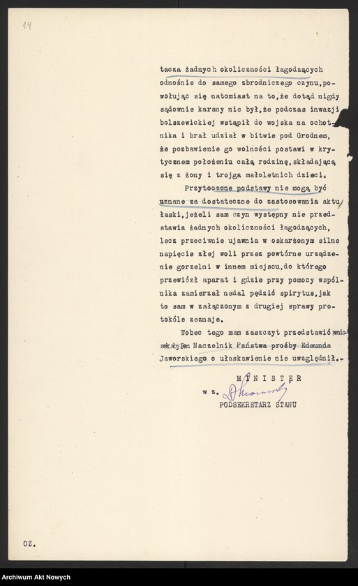 image.from.unit.number "Ułaskawienia z b. Kongresówki - nieuwzględnione, ale najczęściej objęte amnestią, dotyczące zabójstw, pobicia, kradzieży, oszustwa, spraw mieszkaniowych, gorzelnictwa, zniesławienia, zniewagi duchowieństwa i obrządków kościoła rzymsko - katolickiego, wykroczeń funkcjonariusza policji, występowania przeciw służbie wojskowej oraz powtarzania w czasie odwrotu wojska polskiego rzekomych wieści o jego klęskach"
