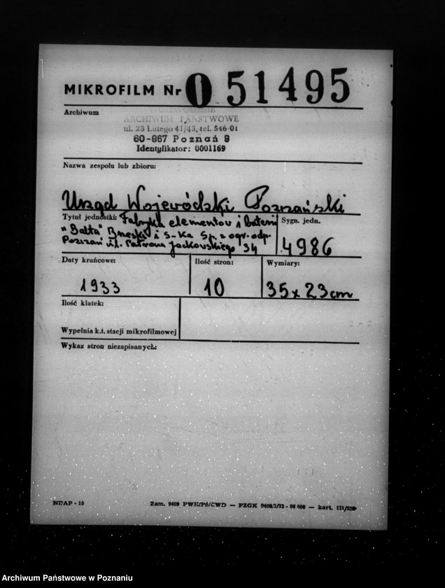 Obraz 2 z jednostki "Fabryka elementów i baterii "Balta" Brzeski i Spółka z o. o. Poznań ul. Patrona Jackowskiego 34 zatwierdzenie zakładu"