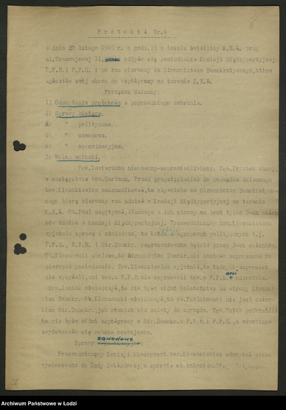Obraz 9 z jednostki "Protokoły [wspólnych posiedzeń komitetów dzielnicowych PPS i PPR] T-2"