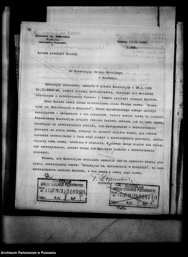 Obraz 13 z jednostki "Prywatne Gimnazjum imienia Sułkowskich- Rydzyna [sprawozdanie z egzaminu dojrzałości wraz z wykazem abiturientów]"