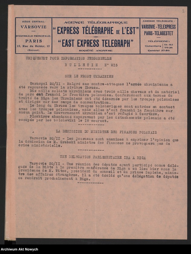 Obraz 5 z jednostki "Agence Télégraphique "Express Télégraphe de l