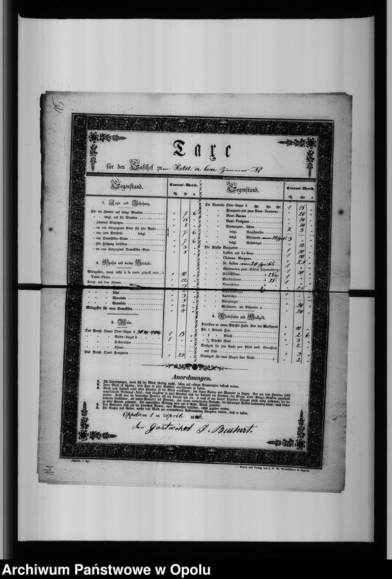 Obraz 16 z jednostki "Acta des Magistrats zu Oppeln betreffend Taxen der Gastwirthe und Flüssigkeits Maasse von 1846-48"