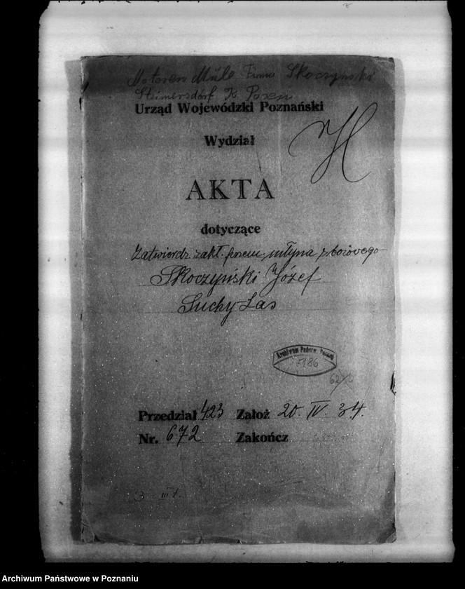 Obraz 4 z jednostki "Zatwierdzenie zakładu przemysłowego /młyna zbożowego/ J. Skoczyńskiego w Suchym lesie powiat poznański"