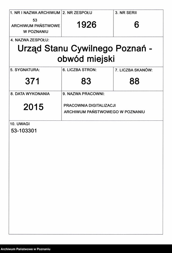 Obraz 1 z jednostki "Spis alfabetyczny małżeństw"