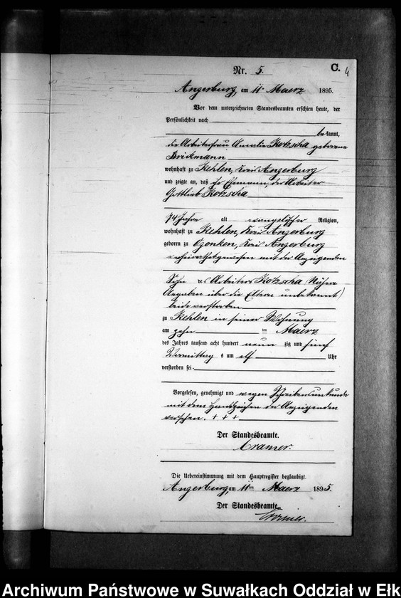 image.from.unit.number "Sterbe-Neben-Register des Preussischen Standes-Amtes Kehlen Kreis Angerburg"