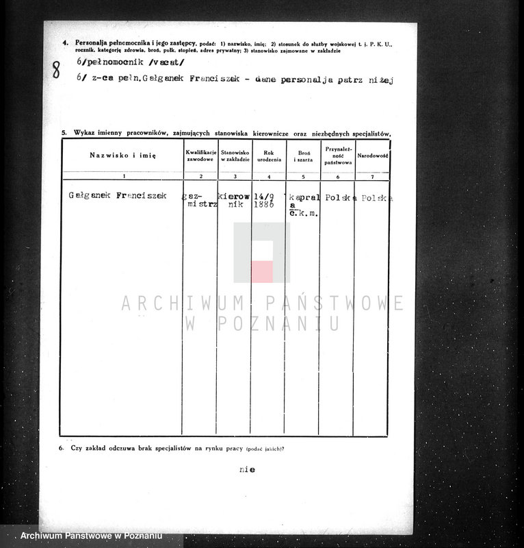 Obraz 12 z jednostki "Kwestionariusz gazowni miejskiej w Lwówku pow. nowotomyski"