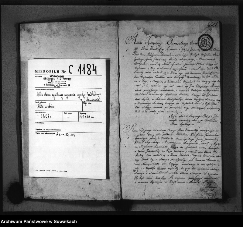 image.from.unit.number "Akta Urodzenia Gminy Jeleniewskiey Roku 1808"