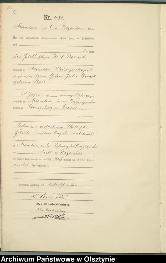 image.from.unit.number "Sterbe-Haupt-Register Tom II, Nr 426-454"