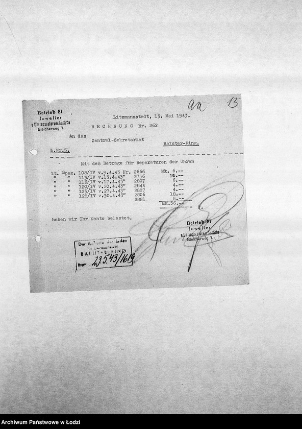 Obraz 16 z jednostki "[Korespondencja PSŻ z wydziałami i resortami getta w różnych sprawach]"