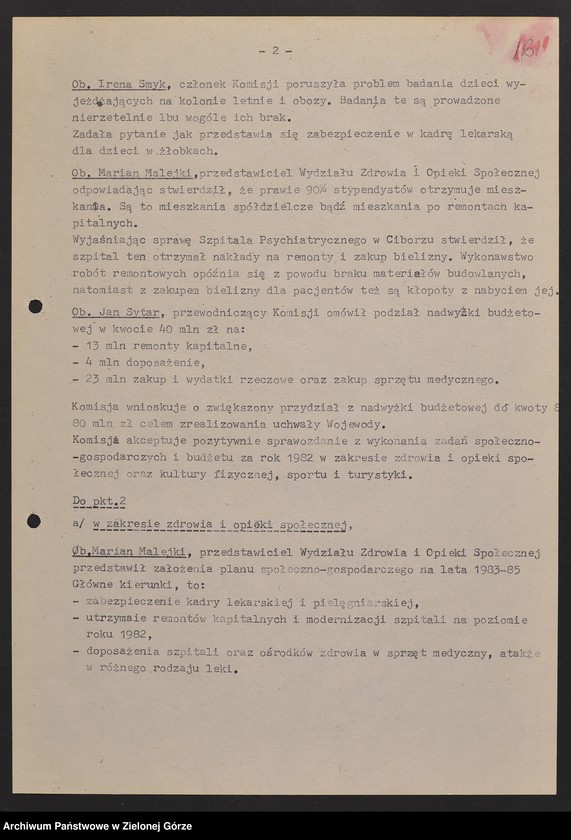 image.from.unit.number "Protokóły z posiedzeń Komisji Zdrowia, Spraw Socjalnych i Ochrony Środowiska Wojewódzkiej Rady Narodowej w Zielonej Górze"