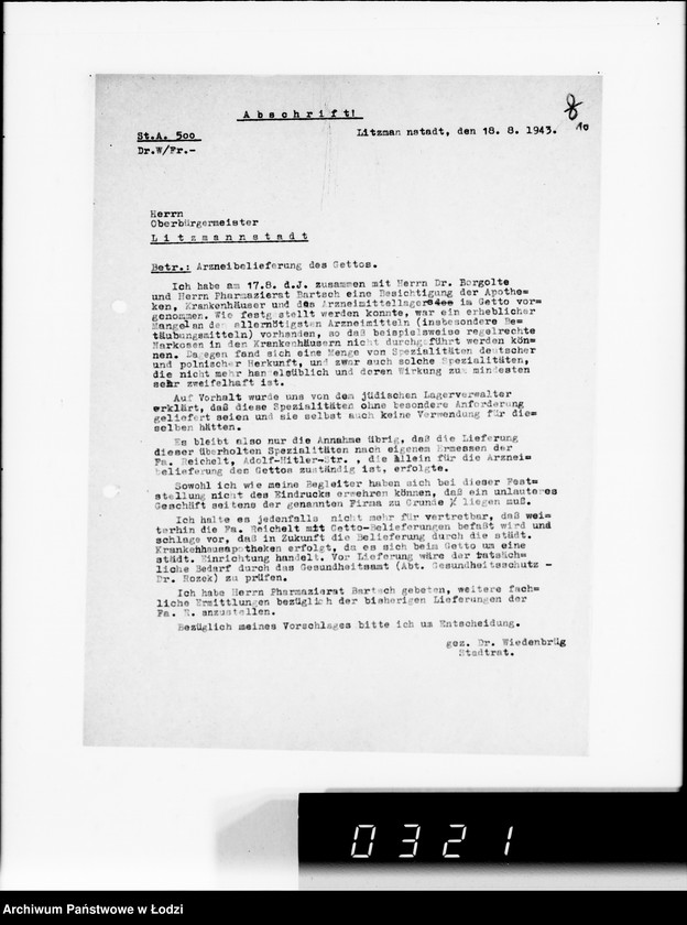 Obraz 14 z jednostki "Belieferung des Gettos mit Medikamenten"