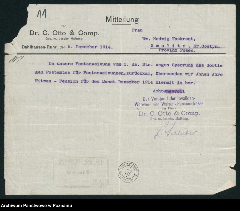 Obraz 13 z jednostki "Invaliden - Wittwen und Weisen Pensionskasse [odwołanie do Ministerstwa]"