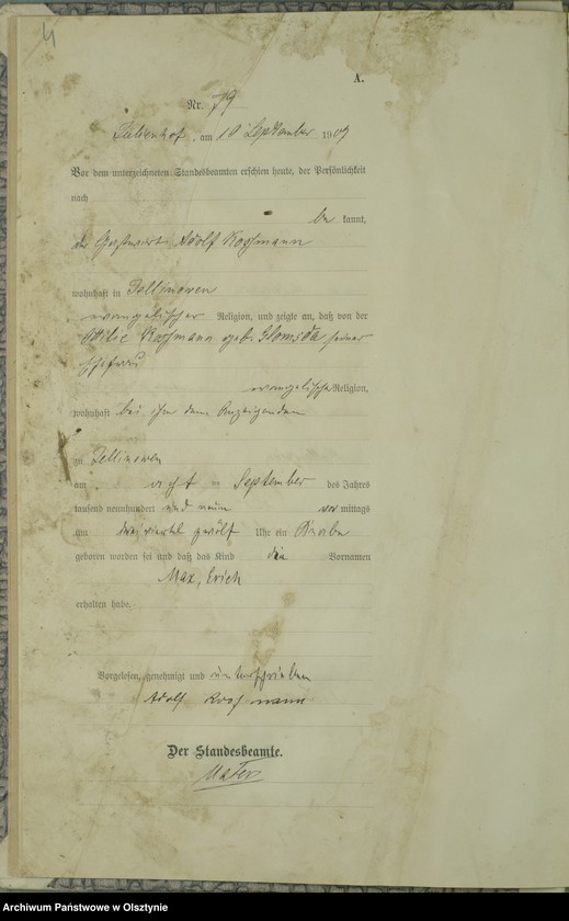 image.from.unit.number "Geburts-Register Nr 76-121 [1909], Nr 1-110 [1910]"