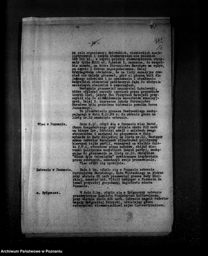Obraz 20 z jednostki "Sprawozdania sytuacyjne za miesiąc październik 1929 /nr 31-32-33/"
