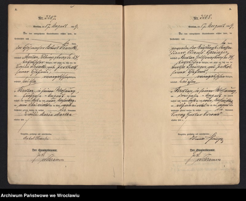 image.from.unit.number "Geburts-Haupt-Register Breslau I 1889 Band 9"