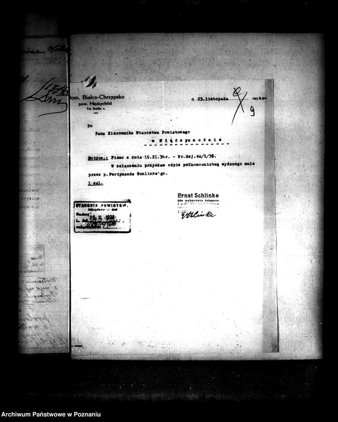 Obraz 13 z jednostki "Majątek Białcz powiat międzychodzki wyłączenie z art. 4/5 ustawy o reformie rolnej Dr Wilhelm Schlinke"