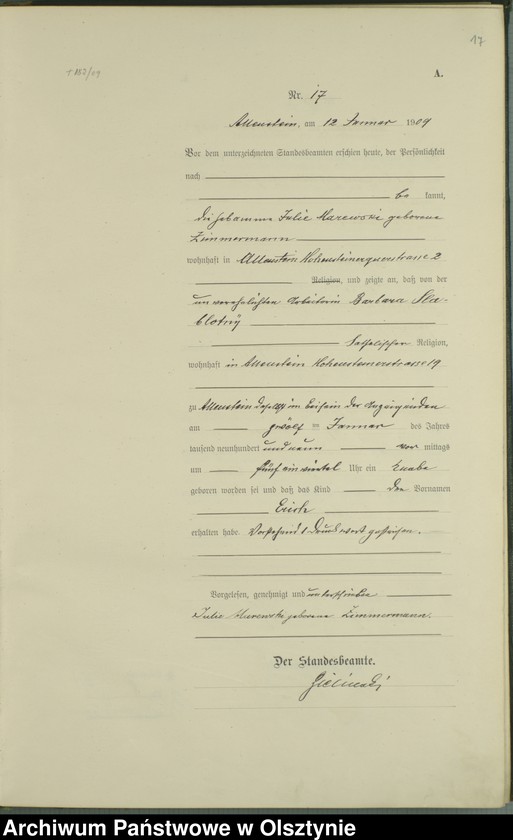 image.from.unit.number "Geburts-Haupt-Register Tom I , Nr 1-439"