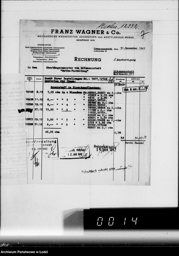 Obraz 11 z jednostki "W. [rachunki za dostawy towarów dla Getta]"