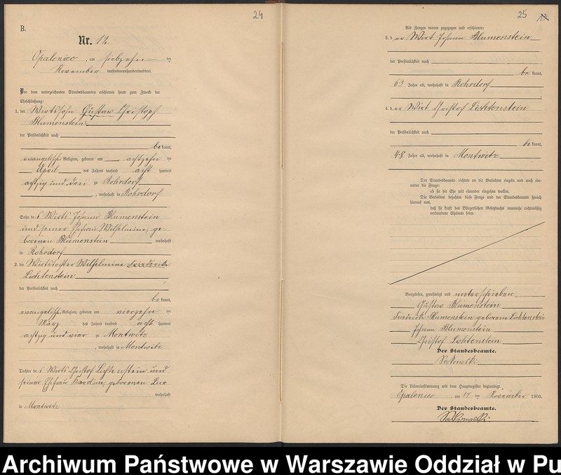 Obraz 16 z jednostki "Księga małżeństw parafii ewangelicko-augsburskiej w Opaleńcu"
