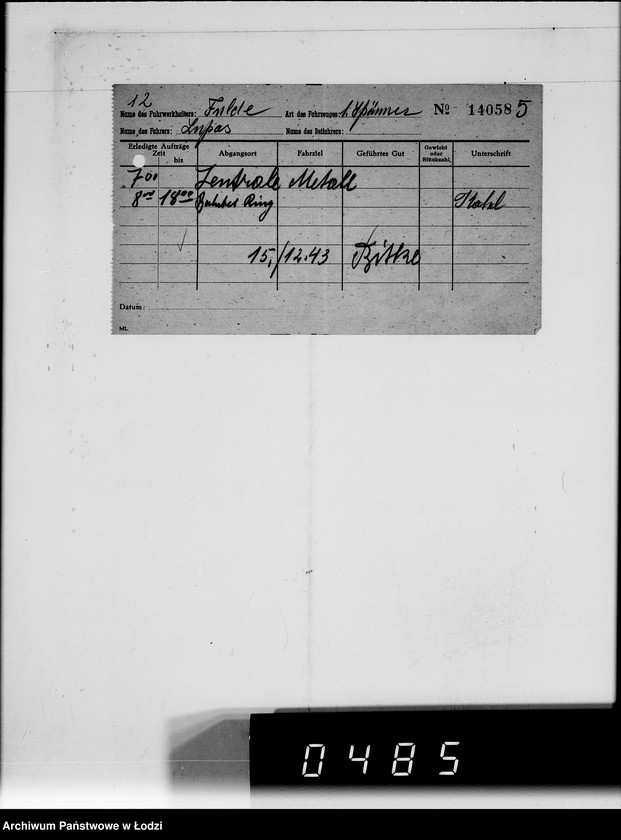 Obraz 9 z jednostki "A.Fulde [rachunki za usługi transportowe dla Getta]"