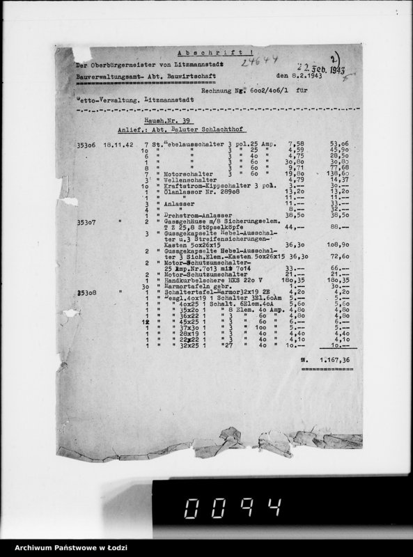 Obraz 6 z jednostki "Aufträge Metall-Abteilung v.26101-26343"