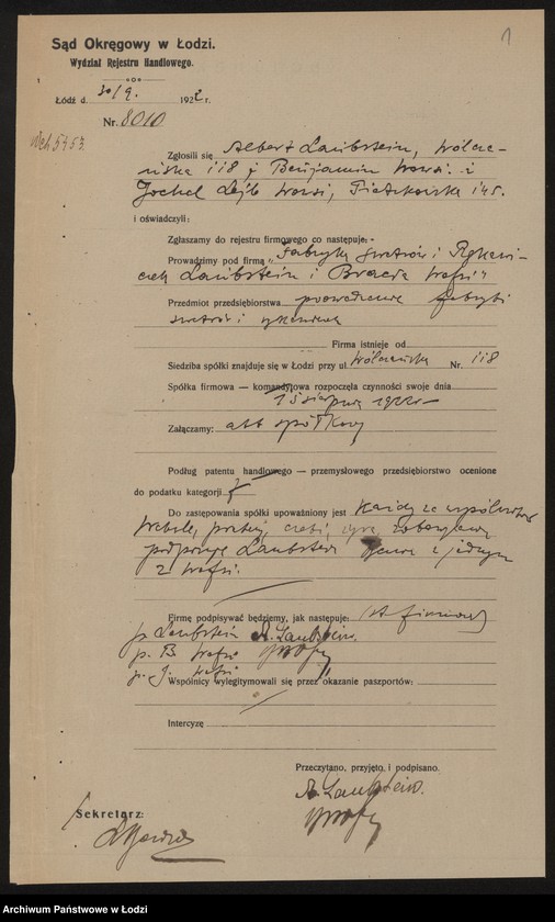 Obraz 3 z jednostki "Fabryka Swetrów i Rękawiczek Laubsztein i bracia Wolfsi – fabryka swetrów i wiązanych rękawiczek"