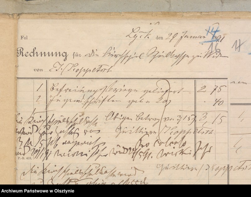 image.from.unit.number "Einnahme und Ausgabe Beläge der Kirchspiels Schulkasse in Widminnen"
