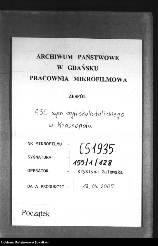 Obraz 1 z jednostki "Duplikat Krasnopolskago rimsko-katoličeskago prichoda na 1899 god"