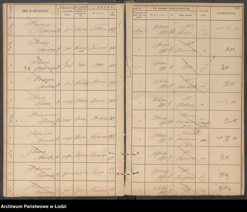 Obraz 15 z jednostki "[Księga ludności niestałej m. Łodzi lit. Ch]"