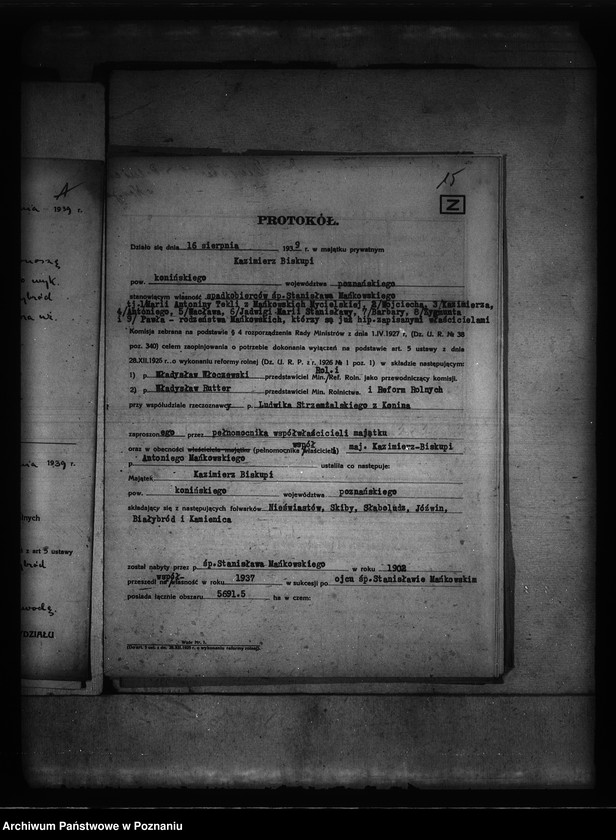 Obraz 19 z jednostki "wyłączenie z art. 5 ustawy o wykonaniu reformy rolnej we wsi Kazimierz Biskupi Białybród powiatu konińskiego"