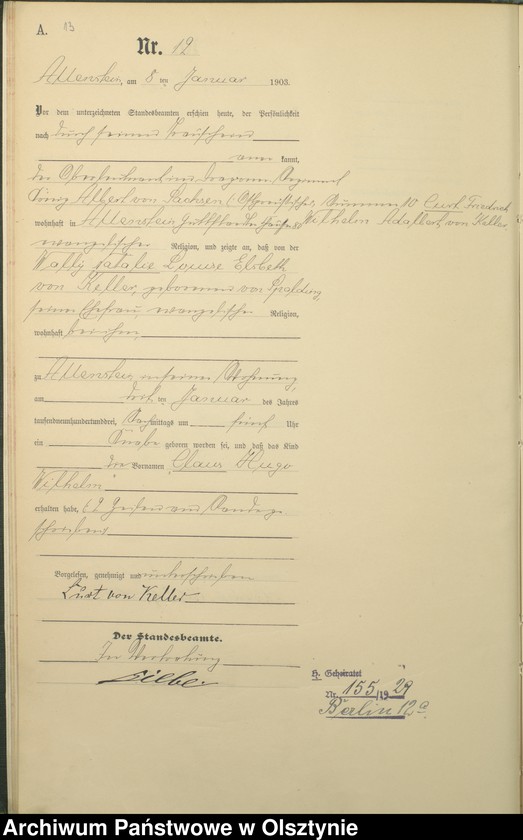 image.from.unit.number "Geburts-Haupt-Register Tom I,Nr - 399"