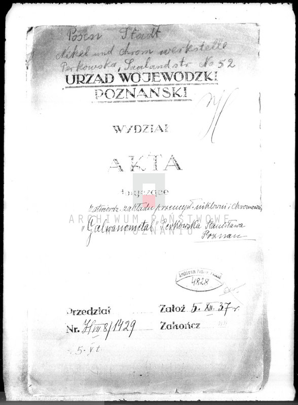 Obraz 4 z jednostki "Zatwierdzenie projekt urządzenia niklowni i chromowni Galwanometal St. Perkowska w Poznaniu"