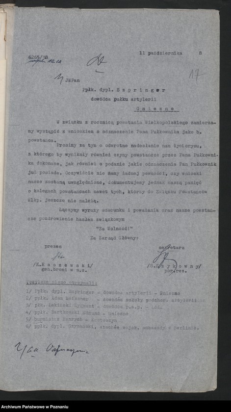 Obraz 20 z jednostki "Korespondencja Zarządu Głównego Związku Powstańców Wielkopolskich."