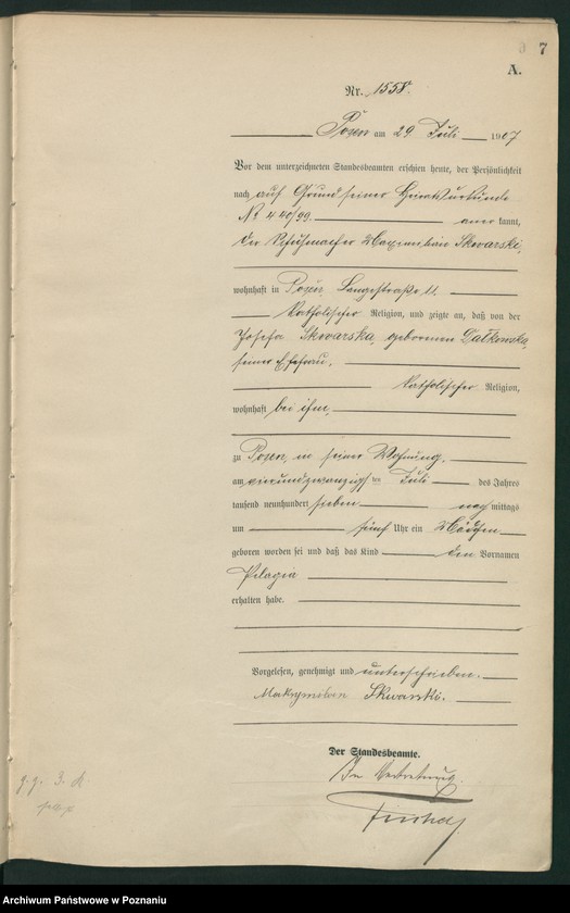 Obraz 9 z jednostki "Księga miejscowa urodzeń tom IV [Rejestr główny urodzeń]"