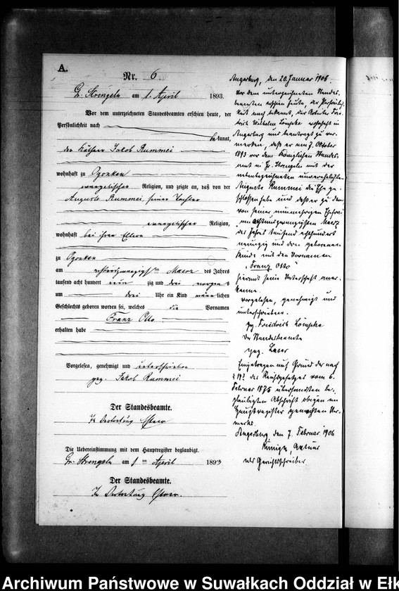 image.from.unit.number "Geburts-Neben-Register des Preussischen Standes-Amtes Gr. Strengeln Kreis Angerburg"