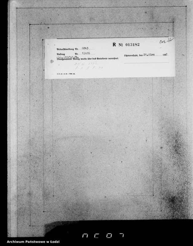 Obraz 16 z jednostki "Aufträge [Lieferscheinen und Rechnungen] 13416-13430 [Dostawa węgla i żywności do Getta]"