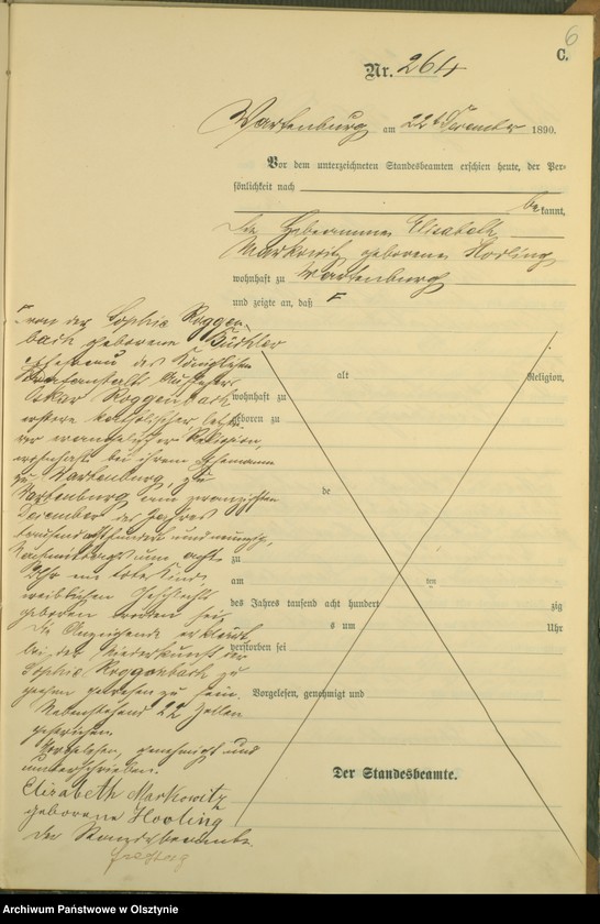 image.from.unit.number "Sterbe-Haupt-Register Tom II,Nr 260 - 268"