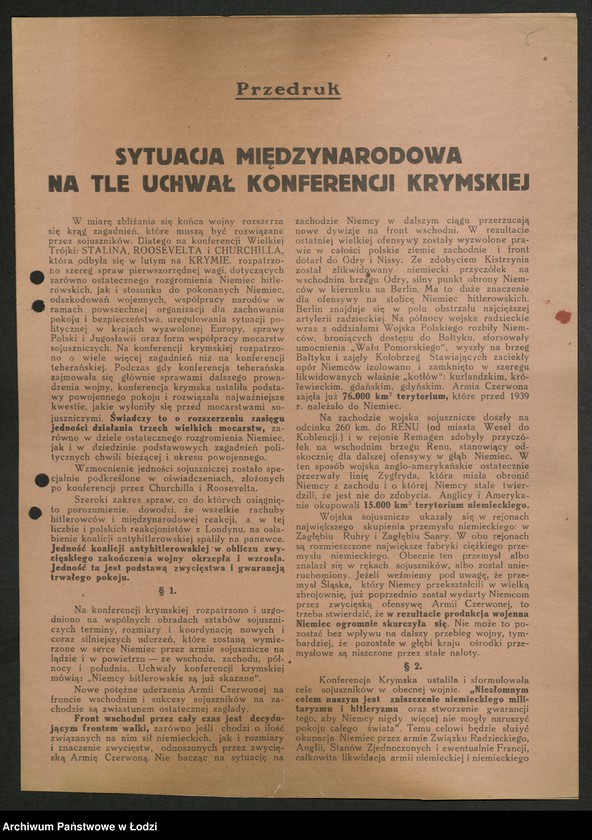 Obraz 6 z jednostki "Odezwy [tezy do referatów, materiały propagandowe różnych organizacji społeczno - politycznych]"