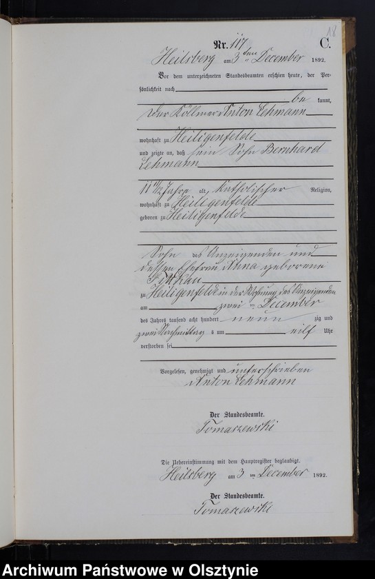 image.from.unit.number "Sterbe-Neben-Register Tom II,Nr 101 - 126"